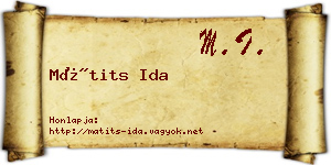 Mátits Ida névjegykártya